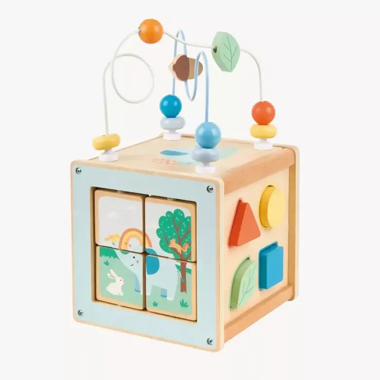 Дървен дидактически куб Вълшебна гора – Lelin Toys