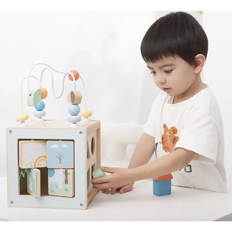Дървен дидактически куб Вълшебна гора – Lelin Toys
