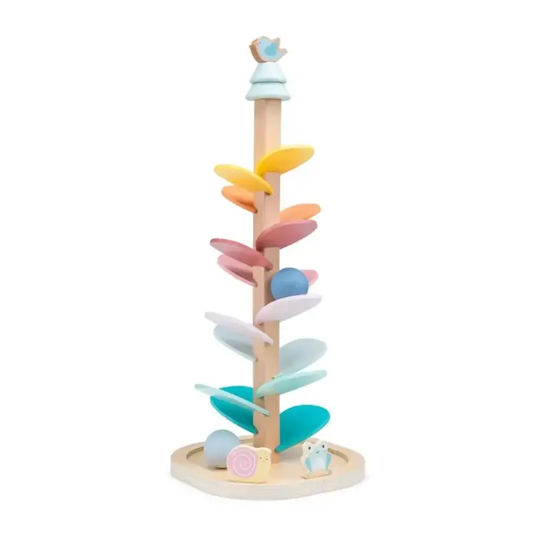 Дървено музикално дърво с топчета New Classic Toys – писта за фина моторика и координация