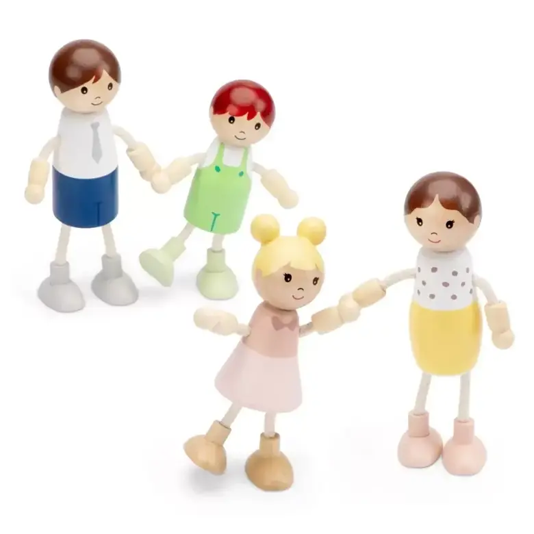 Дървено семейство за къща за кукли – New Classic Toys дървени кукли за ролеви игри