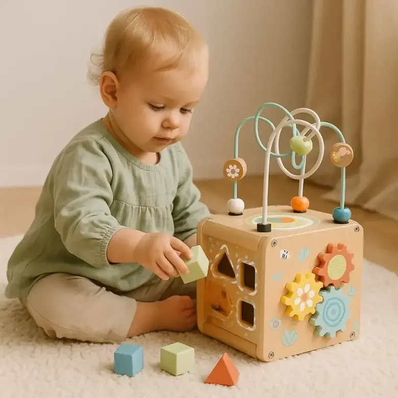 Дървен куб с активности Горски животни от Tooky Toy