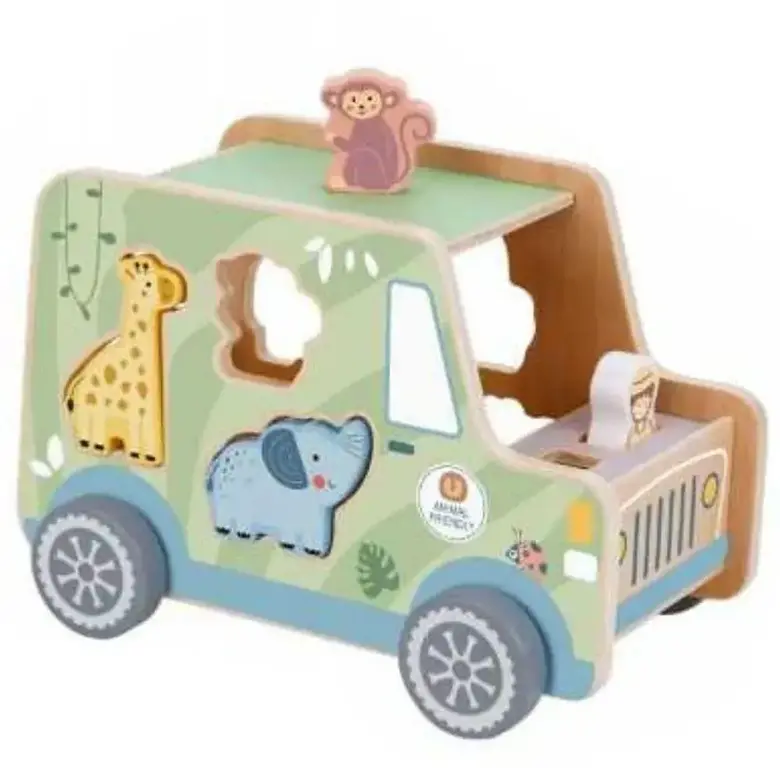 Дървена играчка сортер - Джип с животни от Tooky Toy