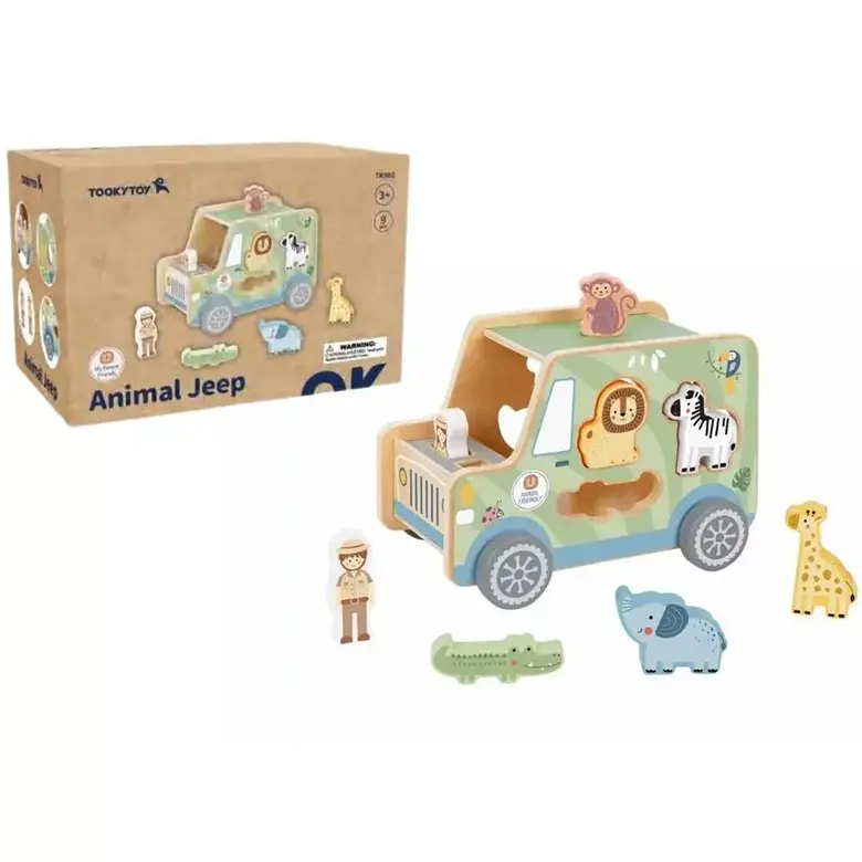 Дървена играчка сортер - Джип с животни от Tooky Toy
