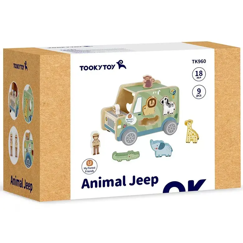 Дървена играчка сортер - Джип с животни от Tooky Toy