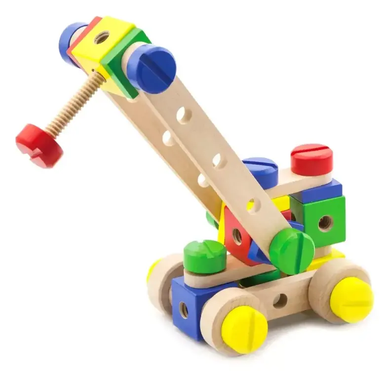 Детски конструктор с гайки 53 части Viga Toys – дървен конструктор с болтове и модели