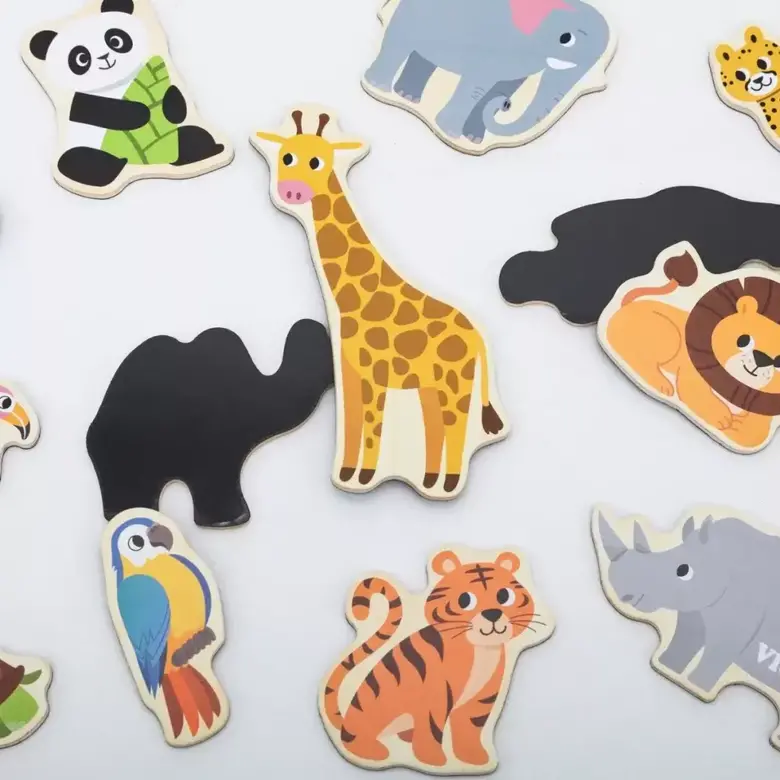 Комплект магнити с фигурки Диви животни 20 части Viga Toys – магнитна игра с животни за деца