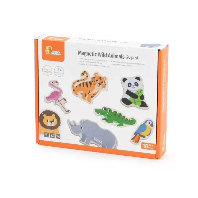 Комплект магнити с фигурки Диви животни 20 части Viga Toys – магнитна игра с животни за деца