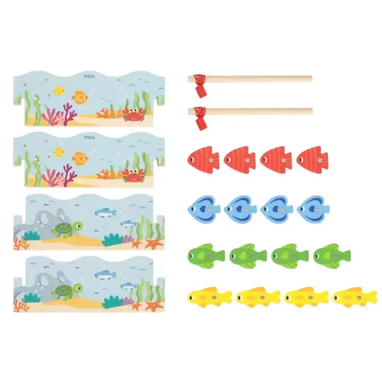 Дървена магнитна игра за риболов – образователна играчка с числа и риби VIGA Toys