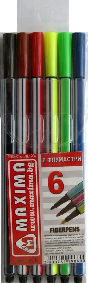 Флумастери 6 цвята 17см MAXIMA големи
