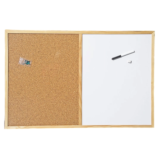 Бяло и корково табло с дървена рамка Cork Nature 60х90 cm 