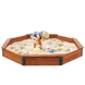 Голям Детски Пясъчник GINGER HOME, Дървен OCTAGON, Водоустойчиво Покривало, 199х199х23 см.