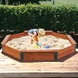 Голям Детски Пясъчник GINGER HOME, Дървен OCTAGON, Водоустойчиво Покривало, 199х199х23 см.