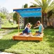 Детски пясъчник GINGER HOME, с регулируемeм, водоустойчив сенник-покривало anti-UV 30, дървен, 112х112 см