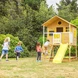 Голяма Детска Къща Ginger Home с Пясъчник и Пързалка, за Игра на Открито в Двора и Градината, Дървена, 258х271.5х291 см.