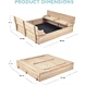 Голям Детски Пясъчник с Пейки и Сгъваем Капак Ginger Home 157x157x21см, Дървен