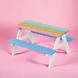 Детска Маса за Пикник с Пейки Ginger Home, Градинска, Дървена, Игри на Открито, RAINBOW, 89х79х50 см.