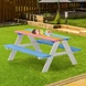Детска Маса за Пикник с Пейки Ginger Home, Градинска, Дървена, Игри на Открито, RAINBOW, 89х79х50 см.