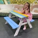 Детска Маса за Пикник с Пейки Ginger Home, Градинска, Дървена, Игри на Открито, RAINBOW, 89х79х50 см.