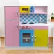 Детска Кухня Ginger Home, Дървена Играчка за Ролеви Игри с Цветен Дизайн, Размери 90x30x90 см