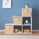 Детска Етажерка, Органайзер за Играчки, GINGER HOME с 6 Отделения и Текстилни Кутии, Бяла, Монтесори Мебел