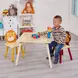 Детски комплект дървена маса с 2 стола за момчета и момичета - ЖИВОТНИ, Ginger Home