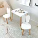 Детска Дървена Маса с 2 Столчета BUNNY, Комплект за Учене, Рисуване, Игра, Хранене, за Детска Стая, Бял,Ginger Home
