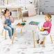 Детска Дървена Маса с 2 Столчета BUNNY, Комплект за Учене, Рисуване, Игра, Хранене, за Детска Стая, Бял,Ginger Home