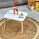 Детска Дървена Маса с 2 Столчета BUNNY, Комплект за Учене, Рисуване, Игра, Хранене, за Детска Стая, Бял,Ginger Home