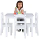 Детска Маса с 4 Столчета GINGER HOME, Дървен Комплект за Игра и Учение, Бял, 66x56x48 см, Ginger Home