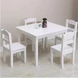 Детска Маса с 4 Столчета GINGER HOME, Дървен Комплект за Игра и Учение, Бял, 66x56x48 см, Ginger Home