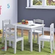Детска Маса с 4 Столчета GINGER HOME, Дървен Комплект за Игра и Учение, Бял, 66x56x48 см, Ginger Home