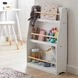 Детска Етажерка GINGER HOME, Дървен Органайзер за Книжки и Играчки, Бял Цвят, за Уютната Детска Стая