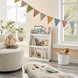 Детска Етажерка GINGER HOME, Дървен Органайзер за Книжки и Играчки, Бял Цвят, за Уютната Детска Стая