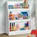 Детска Етажерка GINGER HOME, Дървен Органайзер за Книжки и Играчки, Бял Цвят, за Уютната Детска Стая