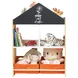 Етажерка за Играчки и Книжки GINGER HOME, Черна Дъска за Писане, Къщичка, Дърво, Ginger Home