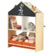 Етажерка за Играчки и Книжки GINGER HOME, Черна Дъска за Писане, Къщичка, Дърво, Ginger Home