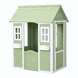 Детска Дървена Къщичка за Игра на Открито GINGER HOME – Градинска Къща за Деца, Зелено и Бяло, 107×90×144 см