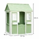 Детска Дървена Къщичка за Игра на Открито GINGER HOME – Градинска Къща за Деца, Зелено и Бяло, 107×90×144 см