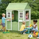 Детска Дървена Къщичка за Игра на Открито GINGER HOME – Градинска Къща за Деца, Зелено и Бяло, 107×90×144 см