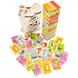 Дървена игра Дженга с животни и карти New Classic Toys – семейна игра за сръчност, логика и баланс