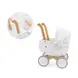 Дървена количка за кукли бяла VIGA Toys - за бутане и ролева игра