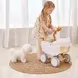 Дървена количка за кукли бяла VIGA Toys - за бутане и ролева игра