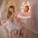 Детска Дървена Тоалетка с Огледало и Светлини GINGER HOME, Розова, 92 см