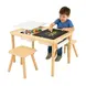 Детска Дървена Масичка за Активна Игра с 2 Столчета GINGER HOME 5 в 1, Дъска за Рисуване, Ролка Хартия и Кутии за Съхранение, 73x50x53.6 см