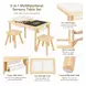 Детска Дървена Масичка за Активна Игра с 2 Столчета GINGER HOME 5 в 1, Дъска за Рисуване, Ролка Хартия и Кутии за Съхранение, 73x50x53.6 см