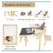 Детска Дървена Масичка за Активна Игра с 2 Столчета GINGER HOME 5 в 1, Дъска за Рисуване, Ролка Хартия и Кутии за Съхранение, 73x50x53.6 см