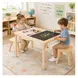 Детска Дървена Масичка за Активна Игра с 2 Столчета GINGER HOME 5 в 1, Дъска за Рисуване, Ролка Хартия и Кутии за Съхранение, 73x50x53.6 см