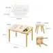 Детска Дървена Масичка за Активна Игра с 2 Столчета GINGER HOME 5 в 1, Дъска за Рисуване, Ролка Хартия и Кутии за Съхранение, 73x50x53.6 см
