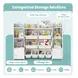 Голям Детски Органайзер GINGER HOME, Бяла Етажерка за Играчки и Книги с 8 Кутии за Съхранение и 2 Шкафа